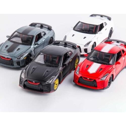 1/32 Alloy Die Cast Metal GTR R34 Racing Car Toy Vehicle Simulation Sound Light Pull Back Toys Car Collection Kids Children Gift