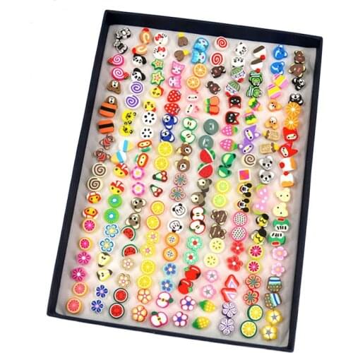 ISINYEE 100 Pairs/set Fashion Cute Small Flower Stud Earrings Set For Kids Little Girls Women Insect Animal Trendy Jewelry