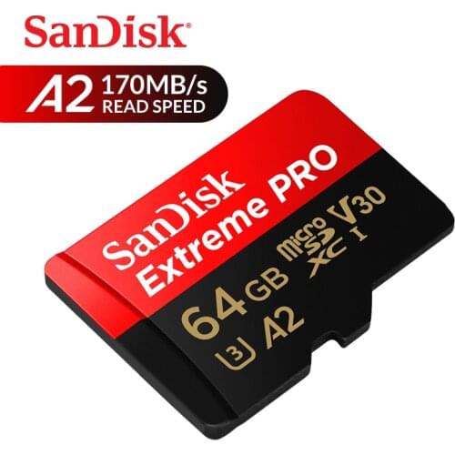 SanDisk Memory Card Extreme Pro microSDXC micro SD Card 64GB UHS-I C10 U3 V30 A2 170MB/s TF Card for 4K Ultra HD and Full HD
