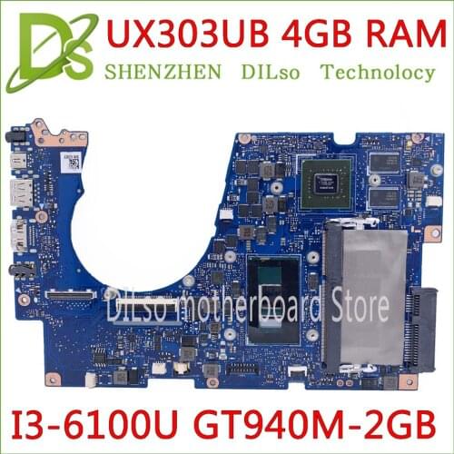 KEFU UX303UB Motherboard For ASUS UX303U UX303UA UX303UB Laptop Motherboard original I3-6100U 4GB 100% Test