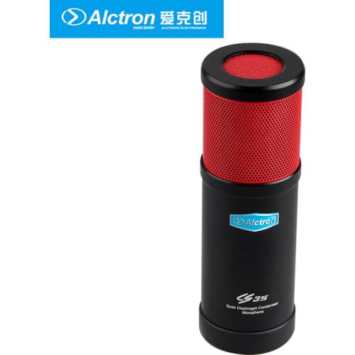 Alctron CS35 large diaphragm condenser microphone with shock mount and pop filter for studio recording/stage performance