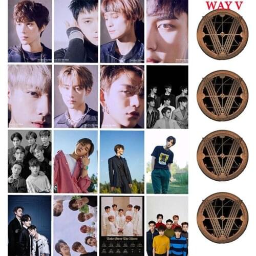 Kpop WAYV Take Over The Moon Photocard Sticker New Album Crystal Card Sticker Ten Winwin Photo Stikcy Card 16pcs/set