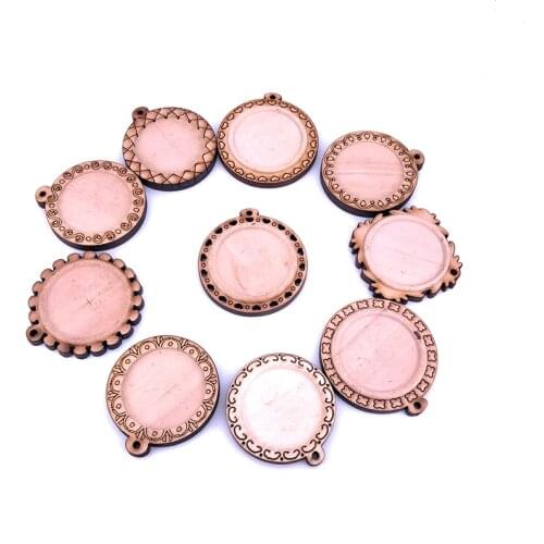10PCS/LOT) Round Wood Cabochon Setting for 25mm Cabochon Glass Dome Wooden Cameo Base DIY Pendant for Jewelry Making A001
