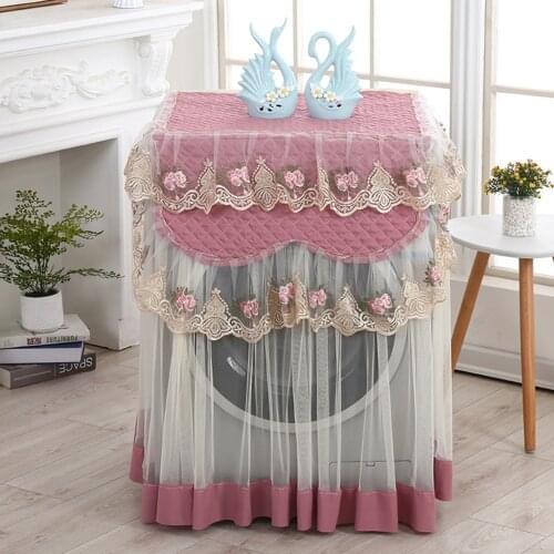 Lace Washing Machine Cover Dustproof Embroidery Floral Home Decor Protector Washing Machine Covers 60x60x85cm
