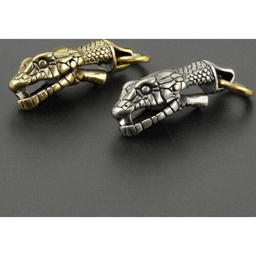 Brass Snake Head Keyring Copper Snake Buckle Outdoor Tool DIY Car Hanging Accessories