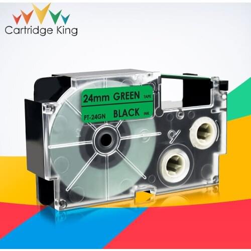 Printer Ribbon XR-24GN Black on Green 24mm Labeling Tape for Casio KL-G2 CWL300 KL430 KL820 KL7000 KL7200 EZ- Serial Label Maker