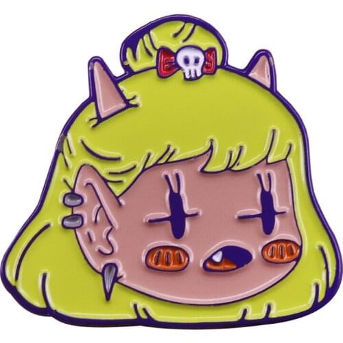 Dolly enamel pin demon girl badge cute sweater jackets accessory