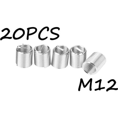M12 20pcs Thread Repair Insert Kit Set Stainless Steel For Hardware Repair Tools