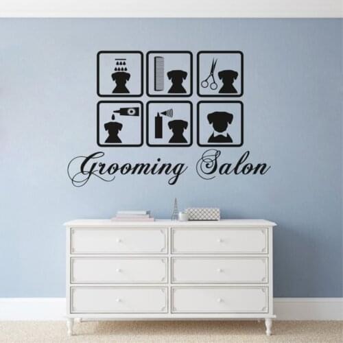 Pets Salon Vinyl Wall Decal Vet Shop Stickers Pets Dog Grooming Wall Sticker Pets Grooming Salon Window Posters Decoration WL244