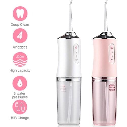 New 220ml Oral Irrigator USB Rechargeable Water Floss Portable Dental Water Flosser Jet Irrigator Dental Teeth Cleaner+4 Jet
