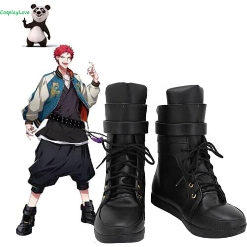 Custom Made CosplayLove DRB Hypnosis Mic Division Rap Battle Evil Monk Black Shoes Cosplay Long Boots Leather