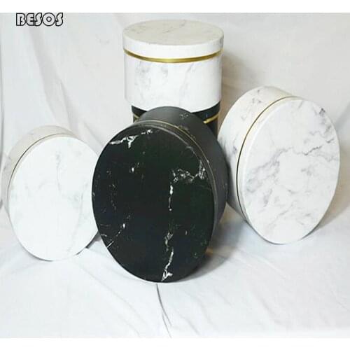 Wholesale Marble Bronzing Large Round Gift Box Party Wedding Activities Flower Scarf Jewelry Packaging Decoration Gift Box