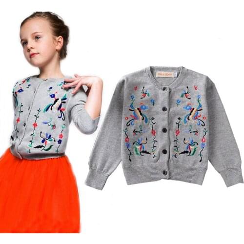 2019 Girl Autumn Sweater Knitted Cardigans Kids Fashion Embroidery Sweater Girl Outerwear Children Clothes Baby Girls Outerwear