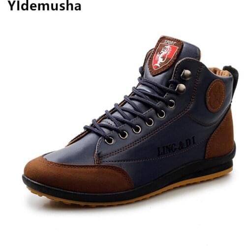 YIdemusha PU Leather Men Casual Shoes New 2018 Autumn Winter Fashion Men Shoes For Male Footwear Walking Warm Shoes Size 39-46