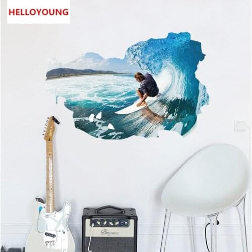 QT-0221 DIY Surf Wall Stickers Artistic Background Wallpapers Art Mural Waterproof Wall Stickers Home Decor Art Mural Waterproof