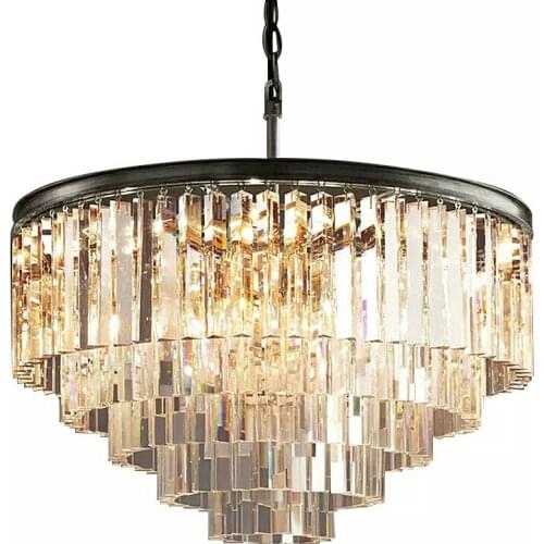 Retro Vintage Crystal Chandelier Light Fxiture Crystal Glass Prism Chandeliers Lighting for Home Hotel Living Room Decoration