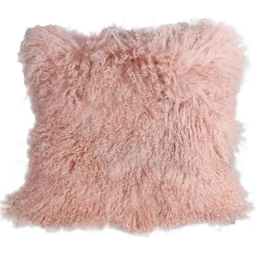 Pink Real Mongolian Lamb Fur Plate Pelts Custom Tibetan Fur Rug Decorative Sofa Doll Wig
