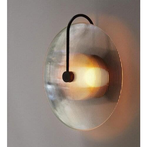 Nordic modern minimalist creative personality glass living room round bed bedroom aisle lamp model house wall lamp