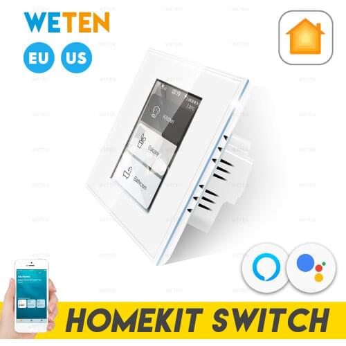 LCD Wifi Smart Wall Light Switch Work with Apple Homekit Alexa Google Home US EU 110V 220V, Power Consumption, Smart Home Switch