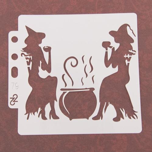 Witch Layering Stencils Painting Coloring Crafts Embossing Decorative Template Drawing Hollow Template DIY Scrapbook Photo Album