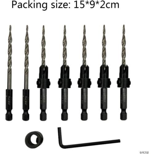 High Speed Steel Hexagonal Shank Inch Taper Drill 9 Pcs Power Drill Parts Hexagon Handle Cross Triangle Drill