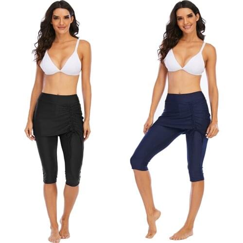 Skirted Swim Capris Women Swimming Skirt Pants Layered Swimwear Skirt with Leggings Pants