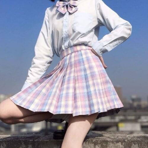 Harajuku JK Uniform Pleated Skirts Summer Korean Japanese Style Women High Waist Girls Sweet Ladies Sexy Dance Plaid Mini Skirt