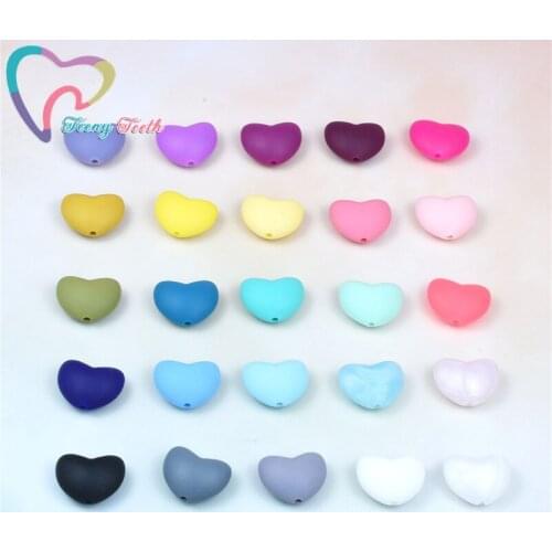 50 PCS Heart Silicone Beads Teether Chewable Teething BPA Free Newborn Nursing Baby Nusing Dummy Pacifier Clips Food Grade