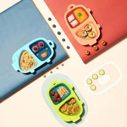 Health Portable Piggy Silicone Bowl Lid Plate Solid Food Self Feeding for Kids Children Tableware Dishes Creative Gift Box