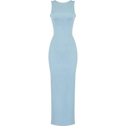 2021 New Summer Bodycon Bandage Dress Tank Sexy Hollow Out Sleeveless Womens Elegant Party Club Long Dresses