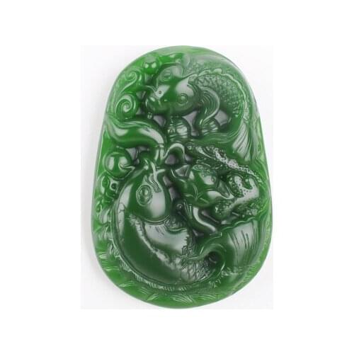 Zheru Jewelry Natural Hetian Jade Green Pisces Pendant Necklace Exquisite Jewelry Best Gift