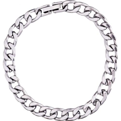 316L stainless steel hip-hop three-dimensional round grinding simple European and American trend street Cuba bracelet chain