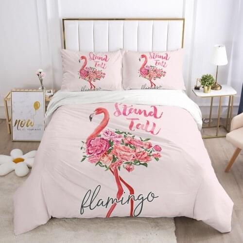 3D luxury bed linen Bedding set Blanket cover set sheet euro 2.0 1.5 family for home bedclothes 150x200 Nordic style flamingo