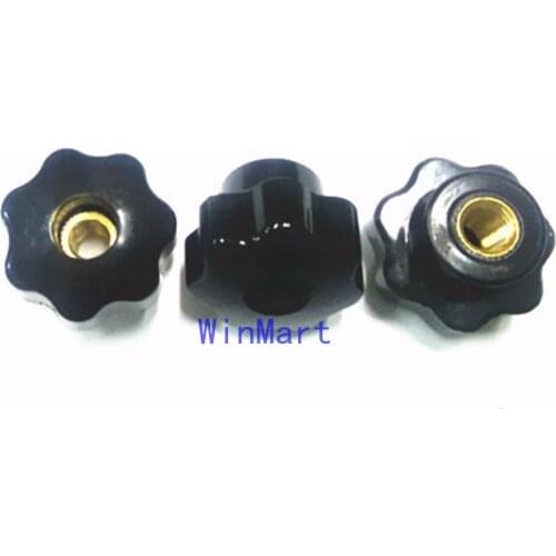 6pcs M10 Female Thread 63mm OD Star Shaped Head handle Nuts Knob Clamping Nuts Knob with through-hole