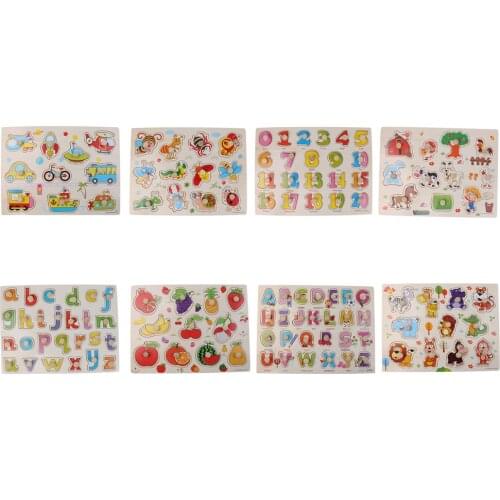 8pcs Wooden Puzzles Eye-Hand Coordination Sensory Educational Games Early Learning Toys Birthday Gift for Children Baby Kids