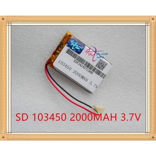 Liter energy battery 3.7V lithium polymer battery 103450 2000mAh speaker MP3 GPS navigator small pudding bag mail