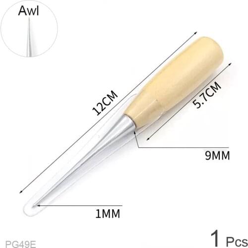 DIY Leather Craft Accessories Works Handmade Sewing Cones Wooden Handle Awl Drillable Puncher Sideline Sewing Cone Kit