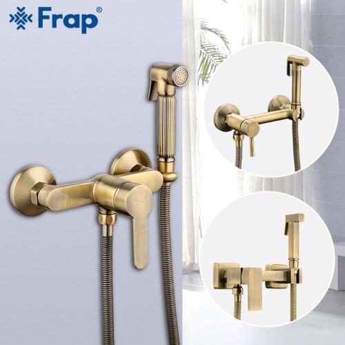 FRAP Bidets antique bronze shower head wash hygienic shower sprayer anal cleaning hot cold mixer toilet faucet bidet sprayer