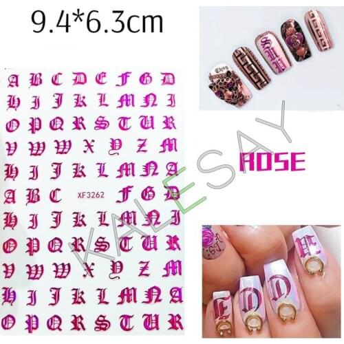 White Black Gold Silver Greek Letter 3D Nails Stickers for Nails Manicure Design Rose Gold Nail Art Decals Decoration Sticker