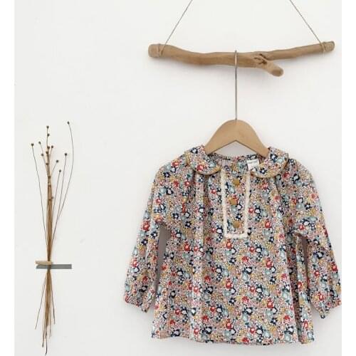 2-7Yrs Girls Blouse Spring Autumn Vintage Floral Printing Patern Long Sleeve Blouses Kids Shirt for Girls Clothes Tops Children
