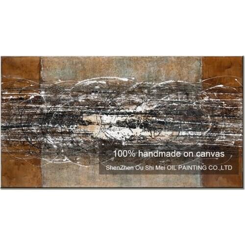 Biggest Size Hand Painted Modern Circle Abstract Oil Painting On Canvas for Hotel Decor Brown Landscape Painting for Home Decor