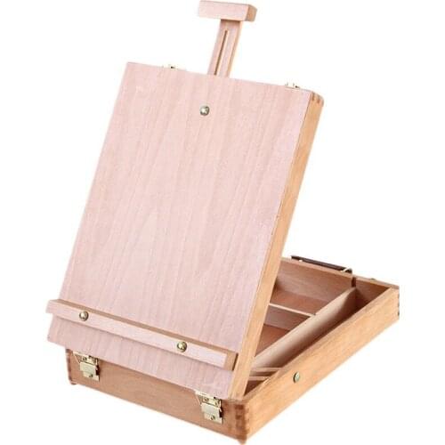 Large Adjustable Wood Table Sketchbox Easel Adjustable Tabletop Sketchbox Easel for Artist Art Students & Beginners
