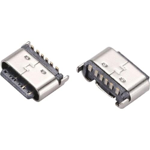 ChengHaoRan 1pcs Type-C 6p vertical stick USB short body 180 degree master SMT patch Bluetooth headset master connector