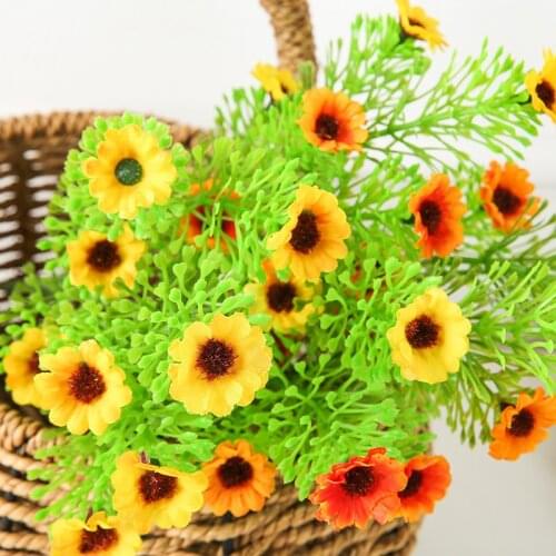 Cheap artificial daisy flower silk sunflower bouquet for wedding decoration scrapbook DIY wreath crafts fake flowers