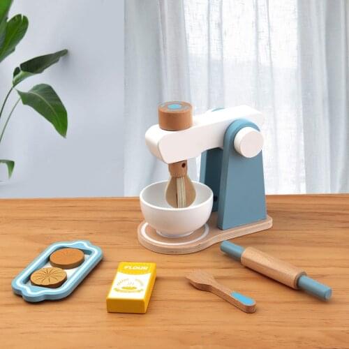 Children Wooden Kitchen Pretend House Utensils Set Toys Simulation Wooden Machine Food Mixer Model Set Early education Toys#G4