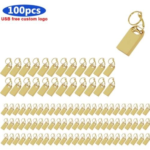 Bulk 100pcs free logo metal usb 2.0 flash drives 8gb 4gb pendrive 128GB memoria usb stick 32GB pen drive 64GB cle USB flash 16GB