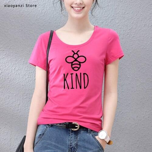 Be Kind Graphice Tee Shirt Women Cotton Oversized T-shirt Summer Fashion Bees Print Top Harajuku Tee