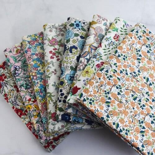 Cotton Popolin Flower Printed Fabric High Density Soft Smooth Textiles DIY Tissus For Dress Baby Clothes Pants 50x140cm Telas