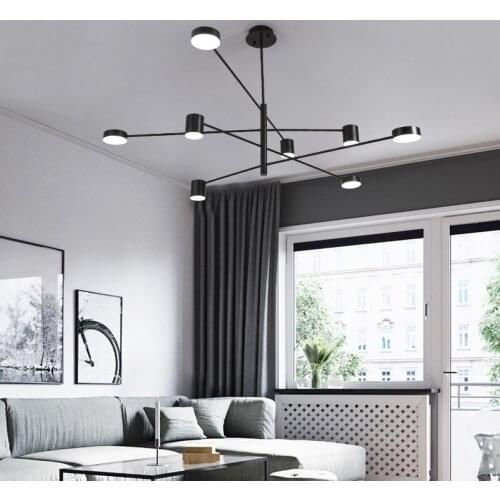 Nordic Black Chandelier Lighting Modern minimal Light Fixture bedroom living room chandeliers vintage home decoration luces led