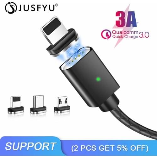 Magnetic Cable USB Type C Cable for iPhone Charger 1M Magnetic 3A fast Charging Micro USB Lighting Cable Wire for Huawei Samsung